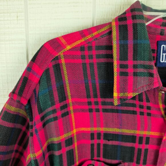 Vintage GAP Flannel Shirt Classic Red Tartan Plaid 100% Cotton Unisex - Picture 4 of 5